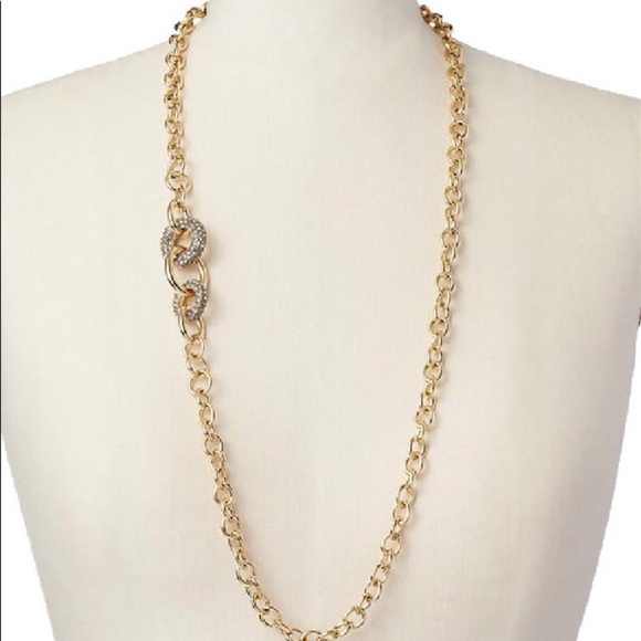NWT Ann Taylor Circle Pave Long Necklace - Picture 1 of 2